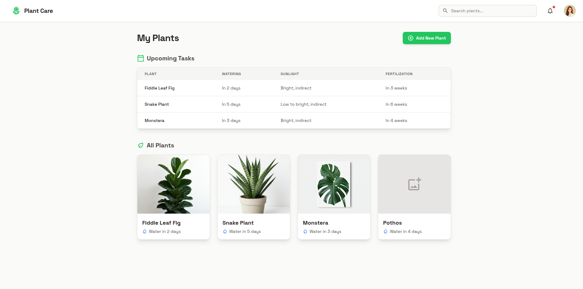 Plant Dashboard